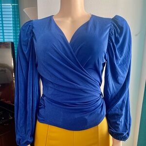 Elegant Blue Wrap Top